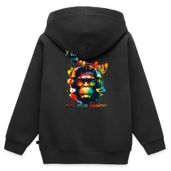 Ich bin so funky. Behalte deinen Groove. Affe - Kinder Premium Organic Zip Hoodie - Schwarz - Hinten - AI Model Kid Male (0cm)