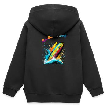 Meer, Sonne & Surfen - Kinder Premium Organic Zip Hoodie - Schwarz - Hinten - AI Model Kid Male (0cm)