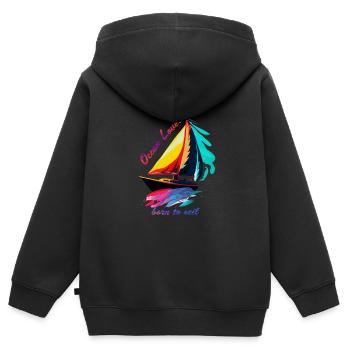Ocean Lover, geboren zum Segeln. Segelschiff - Kinder Premium Organic Zip Hoodie - Schwarz - Hinten - AI Model Kid Male (0cm)