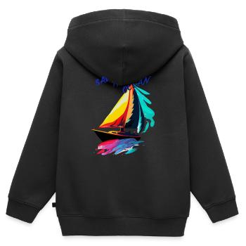 Rettet den Ozean. Segelschiff - Kinder Premium Organic Zip Hoodie - Schwarz - Hinten - AI Model Kid Male (0cm)