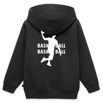 Basketball - Kinder Premium Organic Zip Hoodie - Schwarz - Hinten - AI Model Kid Male (0cm)
