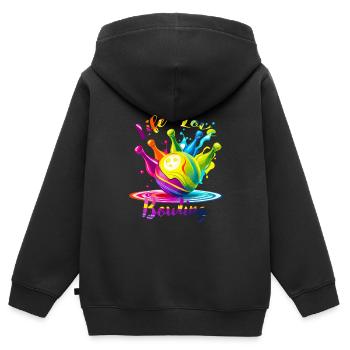 Leben Liebe Bowling - Kinder Premium Organic Zip Hoodie - Schwarz - Hinten - AI Model Kid Male (0cm)