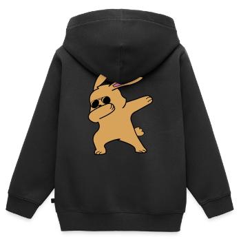 Tamponner le lapin - Sweat Premium à capuche zippé enfant bio - noir - Dos - AI Model Kid Male (0cm)