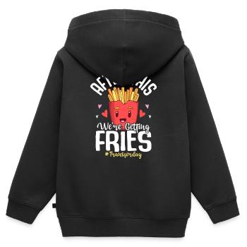 Après cela, nous aurons des frites #Transferday œuf IV - Sweat Premium à capuche zippé enfant bio - noir - Dos - AI Model Kid Male (0cm)