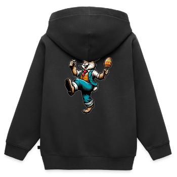 Osterhase singend - Kinder Premium Organic Zip Hoodie - Schwarz - Hinten - AI Model Kid Male (0cm)