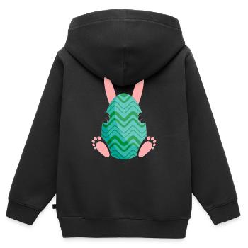 Pâques / Lapin de Pâques / t-shirt humour pâques - Sweat Premium à capuche zippé enfant bio - noir - Dos - AI Model Kid Male (0cm)