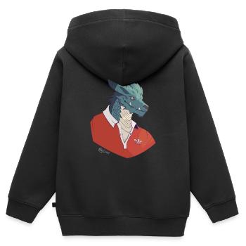 Dragon - Pays de Galles - Nouvelle Génération Rugb - Sweat Premium à capuche zippé enfant bio - noir - Dos - AI Model Kid Male (0cm)