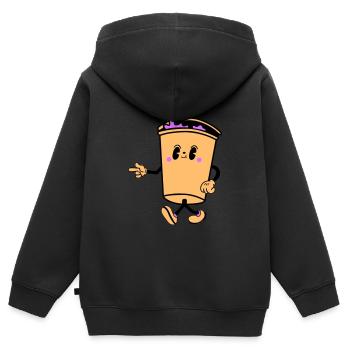 Boisson Dessin Animé - Sweat Premium à capuche zippé enfant bio - noir - Dos - AI Model Kid Male (0cm)