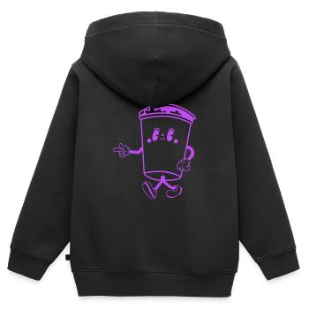 drink cartoon - Kinder Premium Organic Zip Hoodie - Schwarz - Hinten - AI Model Kid Male (0cm)