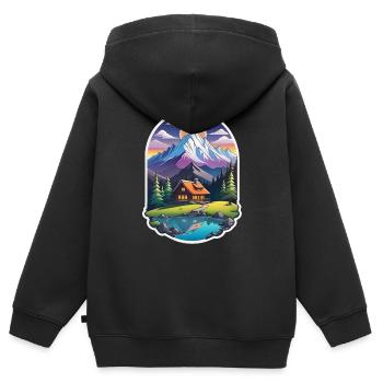 mountain nature hiking climbing lake - Kids Premium Organic Zip-up Hoodie - black - Back - AI Model Kid Male (0cm)