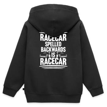 Funny Racecar Spelled Backwards Is Race Car Driver - Kids Premium Organic Zip-up Hoodie - black - Back - AI Model Kid Male (0cm)
