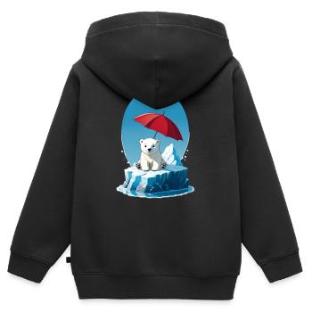 ours polaire, glace et parasol - Sweat Premium à capuche zippé enfant bio - noir - Dos - AI Model Kid Male (0cm)