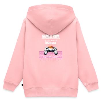 Meilleur cadeau de fête des mères maman Gamer Mom - Sweat Premium à capuche zippé enfant bio - rose - Dos - AI Model Kid Female (0cm)