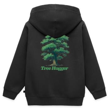 Étreinte d’arbre - Sweat Premium à capuche zippé enfant bio - noir - Dos - AI Model Kid Male (0cm)