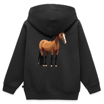 Pferd - Kinder Premium Organic Zip Hoodie - Schwarz - Hinten - AI Model Kid Male (0cm)