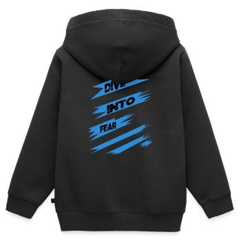 Citation d’audace geek résilient courage face aux peurs - Sweat Premium à capuche zippé enfant bio - noir - Dos - AI Model Kid Male (0cm)