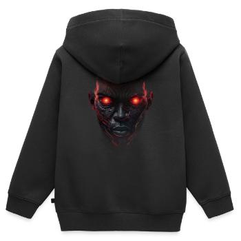 Visage mystique aux yeux brillants - Sweat Premium à capuche zippé enfant bio - noir - Dos - AI Model Kid Male (0cm)