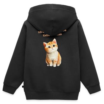 Ich bin nur hier um die Katze zu retten - Kinder Premium Organic Zip Hoodie - Schwarz - Hinten - AI Model Kid Male (0cm)