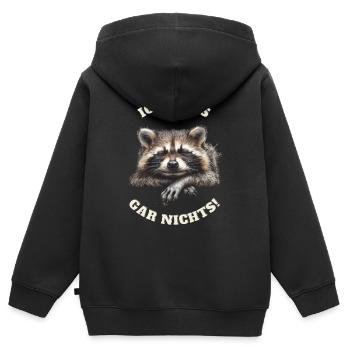 Waschbär Faulenzer Chillen Relaxen Faul Witzig - Kinder Premium Organic Zip Hoodie - Schwarz - Hinten - AI Model Kid Male (0cm)