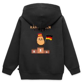 Normale Kartoffeln auf die Eins 1 - Kinder Premium Organic Zip Hoodie - Schwarz - Hinten - AI Model Kid Male (0cm)