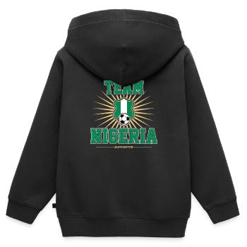 Nigeria - Kinder Premium Organic Zip Hoodie - Schwarz - Hinten - AI Model Kid Male (0cm)