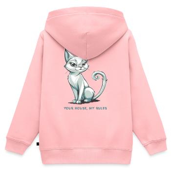 Dein Haus, meine Regeln - Kinder Premium Organic Zip Hoodie - Rosa - Hinten - AI Model Kid Female (0cm)