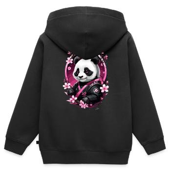 Panda japan pink asien - Kinder Premium Organic Zip Hoodie - Schwarz - Hinten - AI Model Kid Male (0cm)