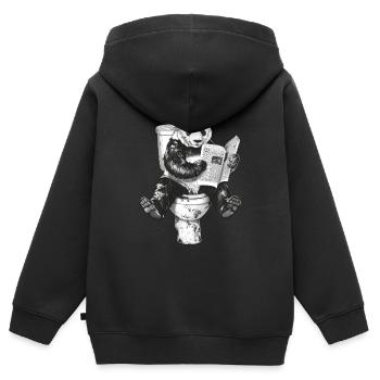 Panda auf Toilette - Kinder Premium Organic Zip Hoodie - Schwarz - Hinten - AI Model Kid Male (0cm)