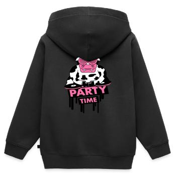Lustige Party Time Milch Kuh Graffiti Tier Zitat - Kinder Premium Organic Zip Hoodie - Schwarz - Hinten - AI Model Kid Male (0cm)