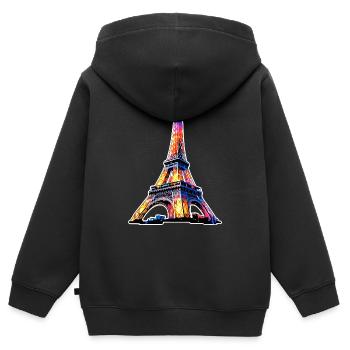 Tour Eiffel #3 - Sweat Premium à capuche zippé enfant bio - noir - Dos - AI Model Kid Male (0cm)