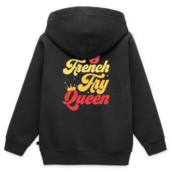 Sa Majesté des frites croustillantes : la reine des frites françaises - Sweat Premium à capuche zippé enfant bio - noir - Dos - AI Model Kid Male (0cm)