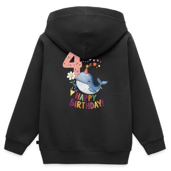 Child Whale 4 Years 4th Birthday - Kids Premium Organic Zip-up Hoodie - black - Back - AI Model Kid Male (0cm)