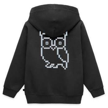 Hibou Pixel - Sweat Premium à capuche zippé enfant bio - noir - Dos - AI Model Kid Male (0cm)