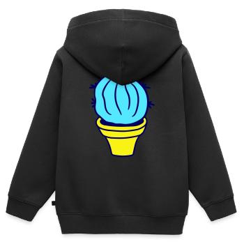 Petit Cactus Épines Désert Cactus Pot de Fleur - Sweat Premium à capuche zippé enfant bio - noir - Dos - AI Model Kid Male (0cm)