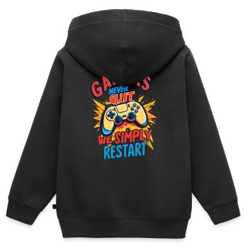 Gamers Never Quit - Kids Premium Organic Zip-up Hoodie - black - Back - AI Model Kid Male (0cm)