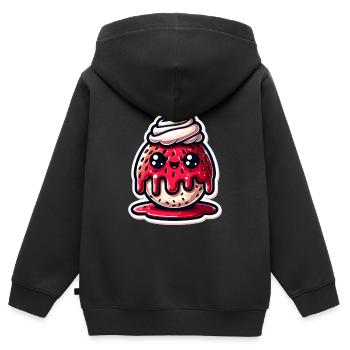 Strawberry Sunday - Kinder Premium Organic Zip Hoodie - Schwarz - Hinten - AI Model Kid Male (0cm)