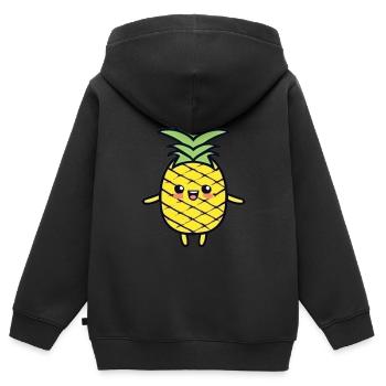 Fröhliche Ananas - Kinder Premium Organic Zip Hoodie - Schwarz - Hinten - AI Model Kid Male (0cm)