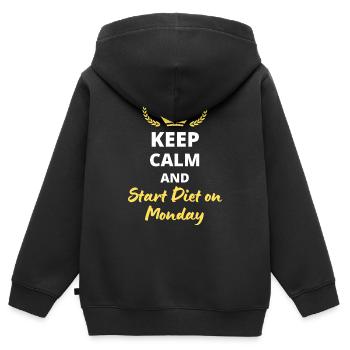 Keep Calm and Start Diet Monday - Sweat Premium à capuche zippé enfant bio - noir - Dos - AI Model Kid Male (0cm)
