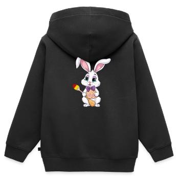 Osterhase mit Ostereiern - Kinder Premium Organic Zip Hoodie - Schwarz - Hinten - AI Model Kid Male (0cm)