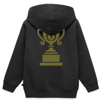 pokal 1 - Kinder Premium Organic Zip Hoodie - Schwarz - Hinten - AI Model Kid Male (0cm)