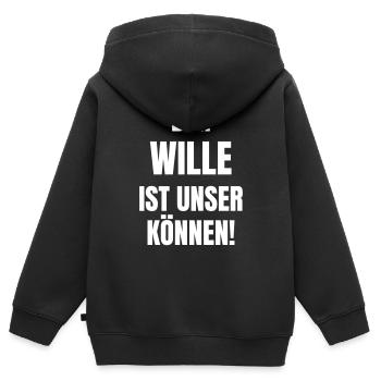 Der Wille ist unser Können! - Kinder Premium Organic Zip Hoodie - Schwarz - Hinten - AI Model Kid Male (0cm)