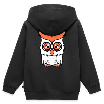 Eule Vogel Uhu Nachtvogel Schleiereule Kauz Comic - Kinder Premium Organic Zip Hoodie - Schwarz - Hinten - AI Model Kid Male (0cm)