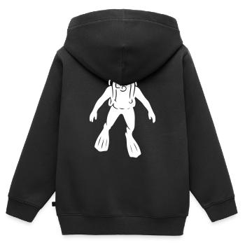Taucher Apnoe - Kinder Premium Organic Zip Hoodie - Schwarz - Hinten - AI Model Kid Male (0cm)