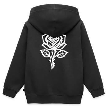 Rose Blume Symbol - Kinder Premium Organic Zip Hoodie - Schwarz - Hinten - AI Model Kid Male (0cm)