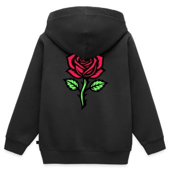 Rose Blume Symbol - Kinder Premium Organic Zip Hoodie - Schwarz - Hinten - AI Model Kid Male (0cm)