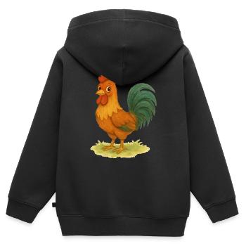 Rooster Rooster - Kids Premium Organic Zip-up Hoodie - black - Back - AI Model Kid Male (0cm)