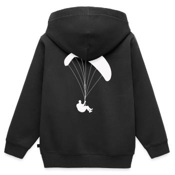 Gleitschirmflieger Fallschirmspringer - Kinder Premium Organic Zip Hoodie - Schwarz - Hinten - AI Model Kid Male (0cm)