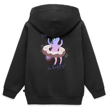 Donut Worry Einhorn Unicorn - Kinder Premium Organic Zip Hoodie - Schwarz - Hinten - AI Model Kid Male (0cm)
