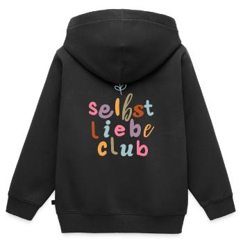 Selbstliebe Club - Aufblühen - Kinder Premium Organic Zip Hoodie - Schwarz - Hinten - AI Model Kid Male (0cm)