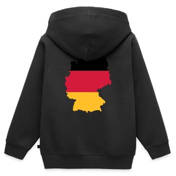 Deutschland - Kinder Premium Organic Zip Hoodie - Schwarz - Hinten - AI Model Kid Male (0cm)
